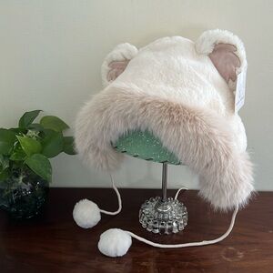 🐻‍❄️Winter hat / white / polar bear / faux fur /fluffy animal hat 🌸